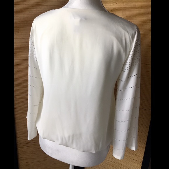 Alfani Beige Bell Sleeve Blouse - Picture 4 of 8